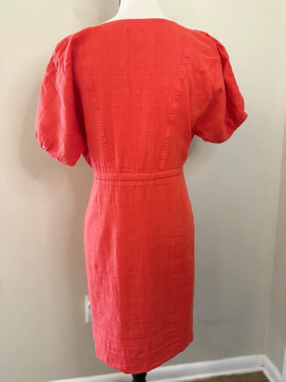 J. Crew Factory boho red V neck midi dress summer chic SZ 6 - Picture 4 of 15